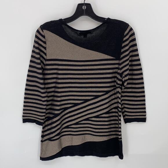 Dana Buchman Women's Brown & Black Stripe Lightweight Sweater Size Medium - Picture 6 of 10